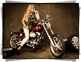 Davidson, Harley, Blondynka, Kobieta, Motocykl