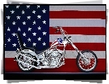 Motocykl, USA, Srebrny, Flaga