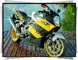 Motocykl, Jezioro, Żółty, BMW