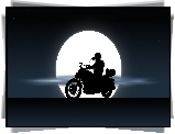 Motocyklista, Księżyc, Yamaha XV535 Virago, Noc