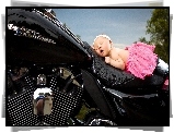 Dziewczynka, Harley-Davidson, Śpiąca, Motor