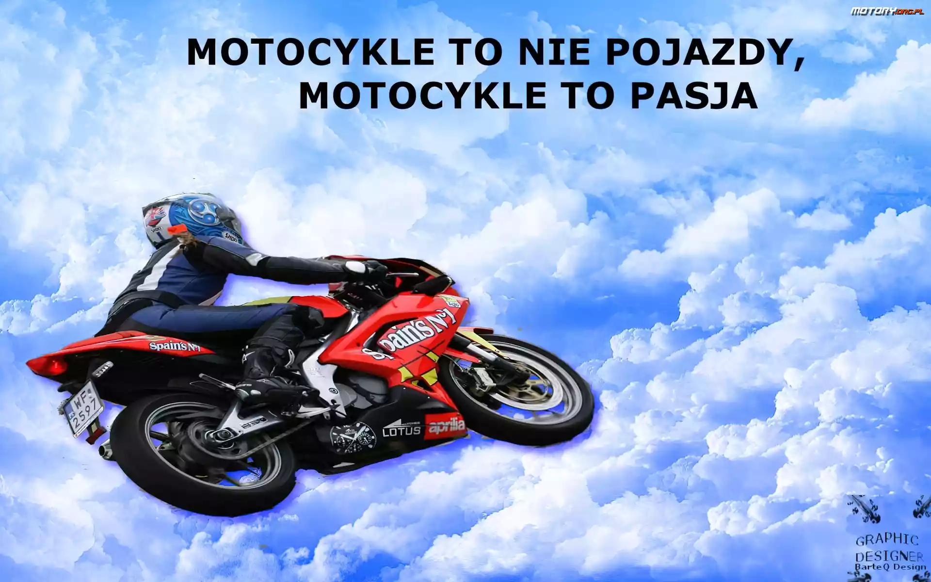 Napis, Motocykl, Chmury