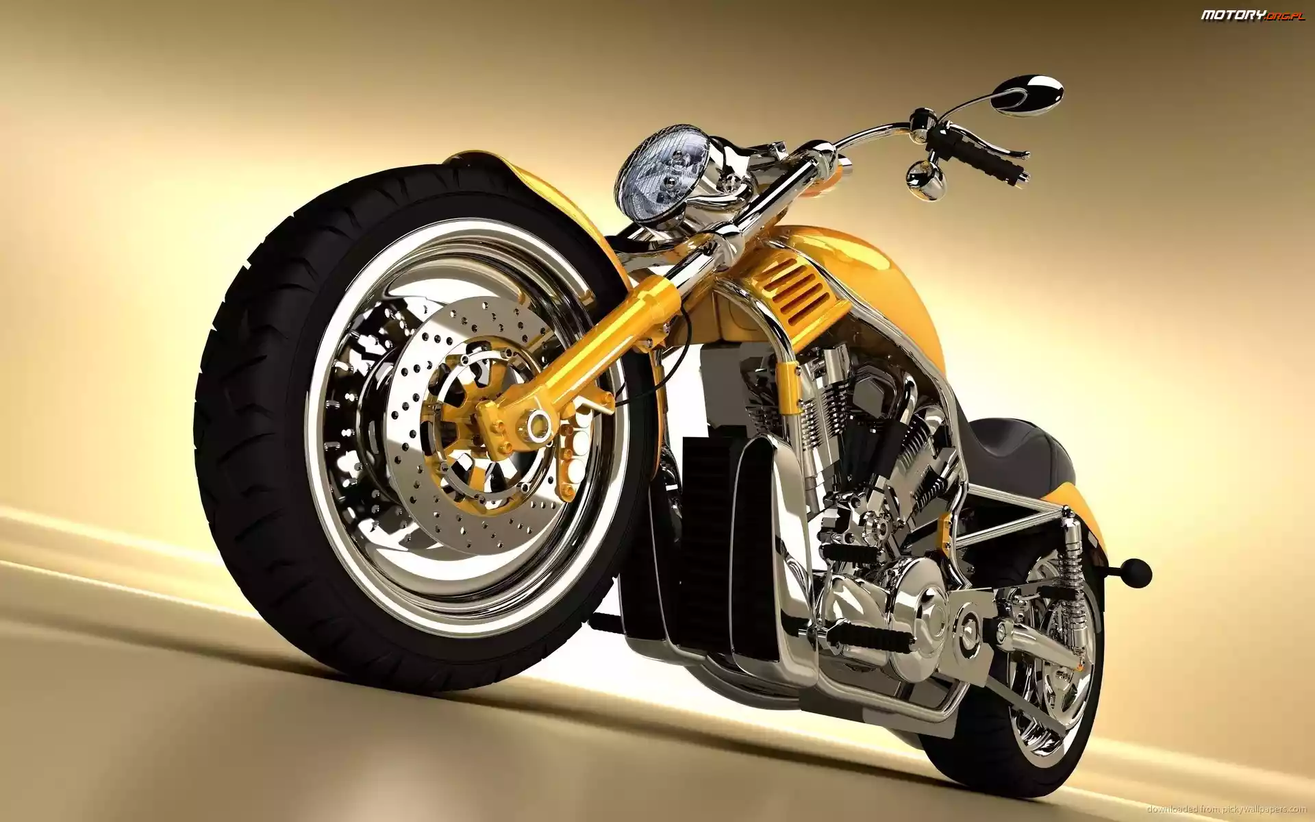 Chopper, Motocykl, Harley Davidson, Żółty
