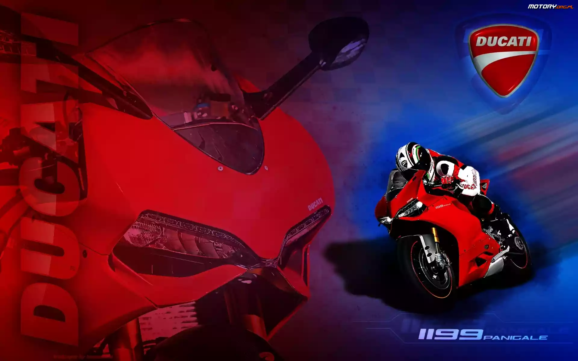 Czerwony, Motocyklista., Ducati 1199 Panigale, Logo
