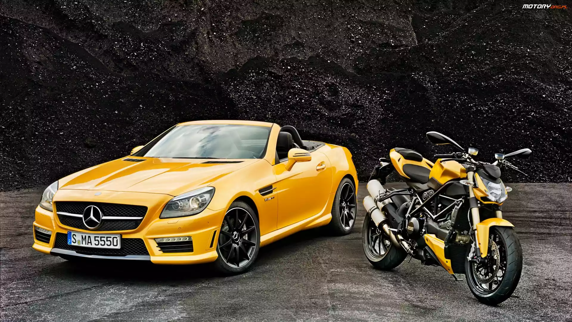 Motocykl Ducati Streetfighter 848, Żółty, Mercedes-Benz AMG R172 Wersja SLK 55
