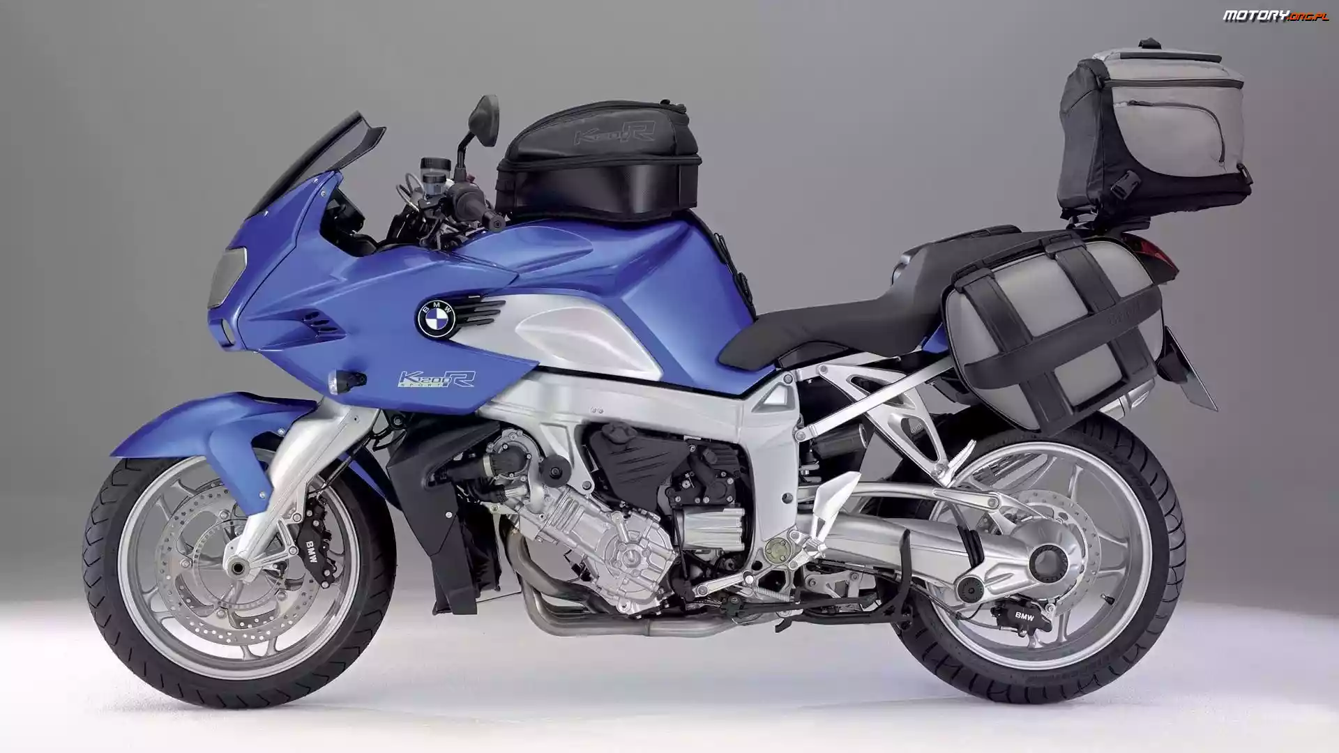 Motocykl, Kufry, Niebieski, BMW K1200R