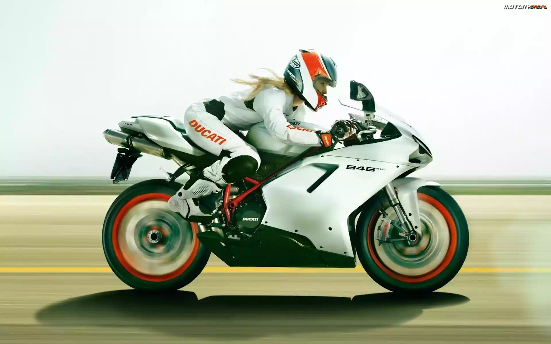 Motocykl, Szosa, Dziewczyna, Ducati 848