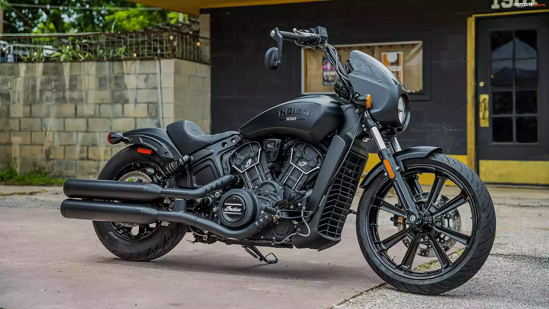 Czarny, Motocykl, Indian Scout Rogue