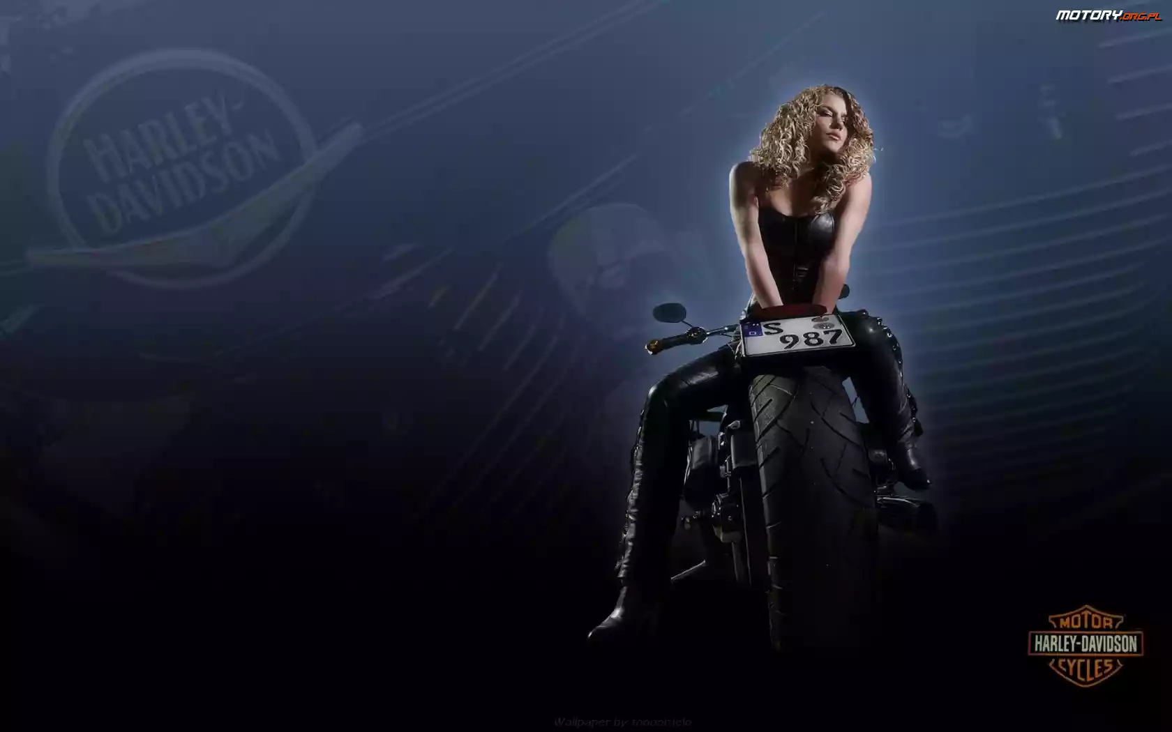 Harley-Davidson, Blondynka, Motor, Piękna