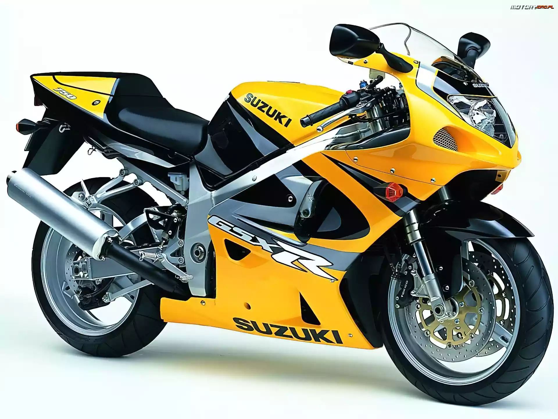lusterka, opony, tłumik , Motory Suzuki, koła, światła , żółty, kierownica, siedzenie