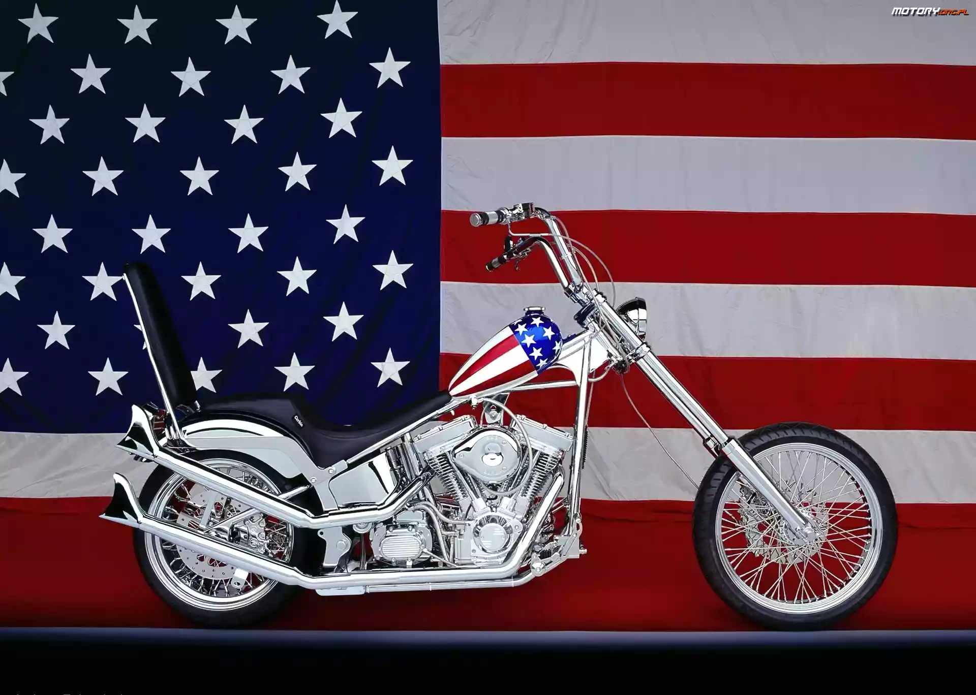 Srebrny, Motocykl, USA, Flaga