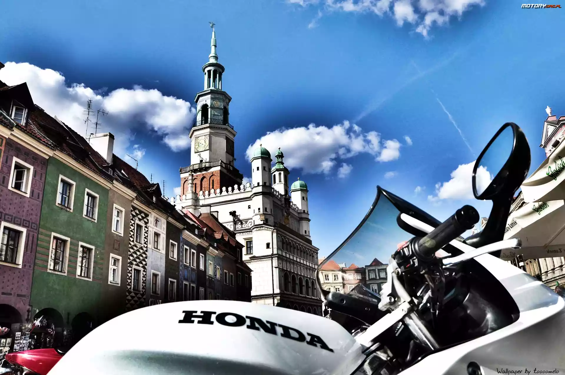 Stary, Ratusz, Motocykl, Honda, Poznań, Rynek