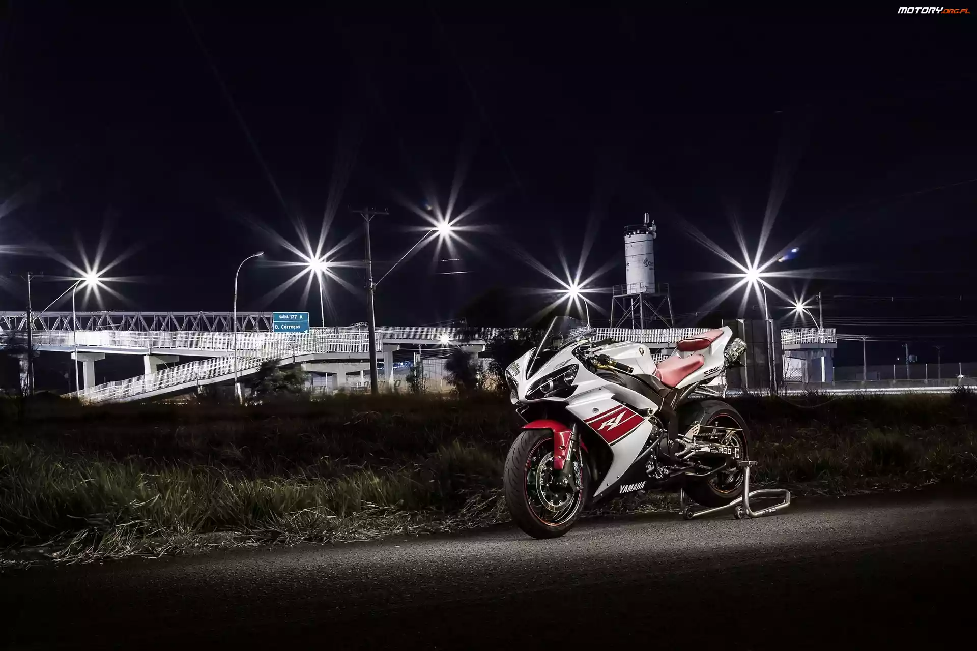Yamaha, Światła, Motocykl, Noc