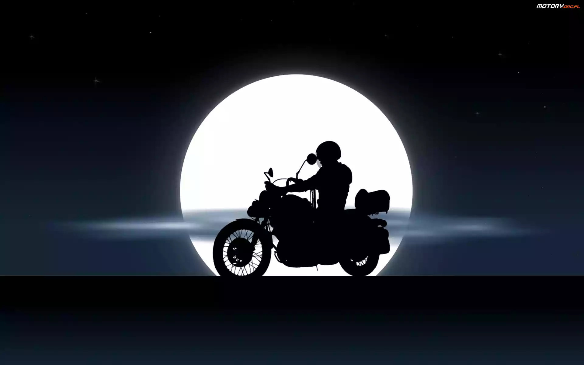 Motocyklista, Księżyc, Yamaha XV535 Virago, Noc